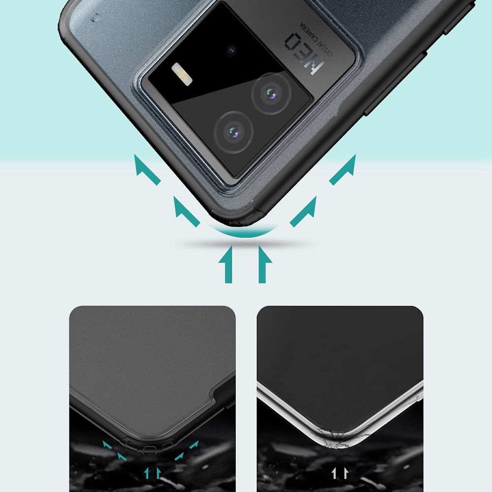 Armor Series Minimalist Case for vivo iQOO Neo6, Hard PC Soft TPU Shockproof Drop Protection Matte Cover - Black-4