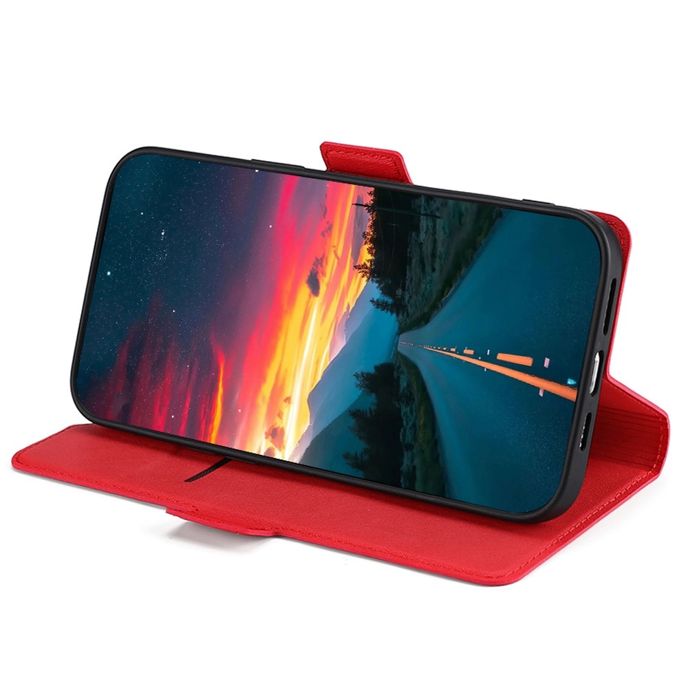 For vivo iQOO U5 5G PU Leather Side Magnetic Phone Case Flip Notebook Card Slot Holder Stand Cover - Red-2