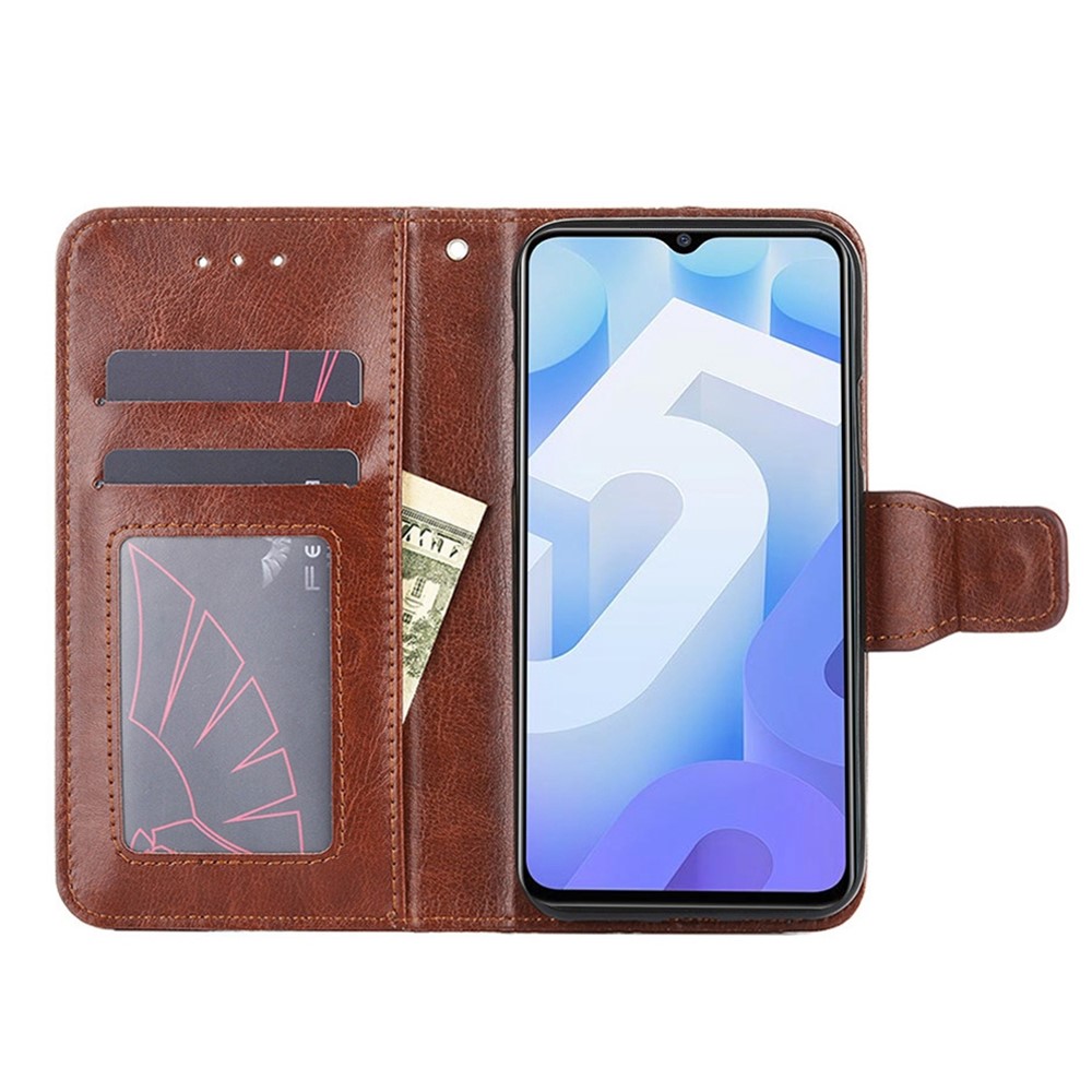 For vivo iQOO U5 5G Wallet Flip Cover Magnetic Closure Stand PU Leather Shockproof Folio Phone Case - Brown-2