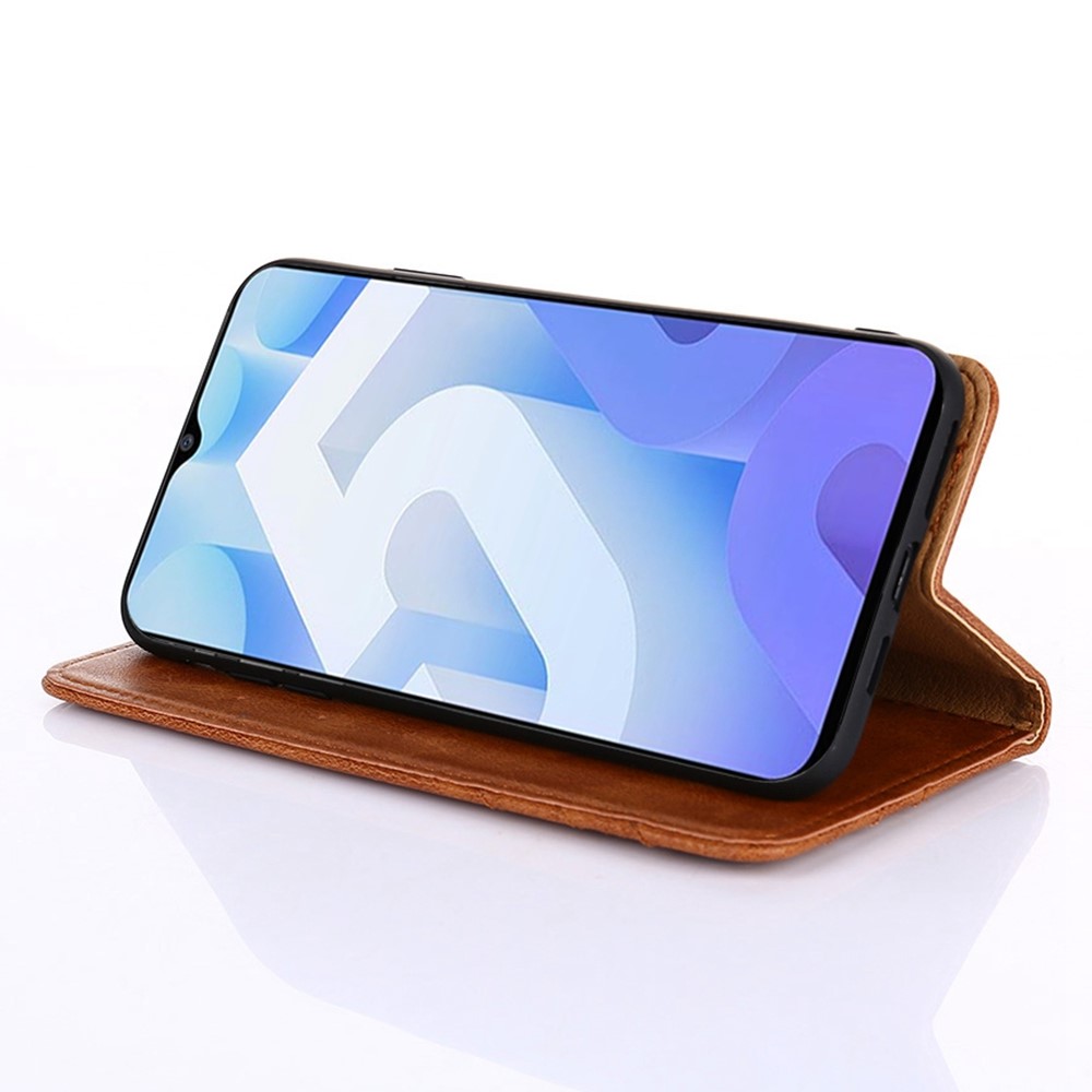 For vivo iQOO U5 5G Anti-scratch Drop-proof Triangle Stitching Line Stand Phone Case PU Leather Wallet Style Cover - Brown-2