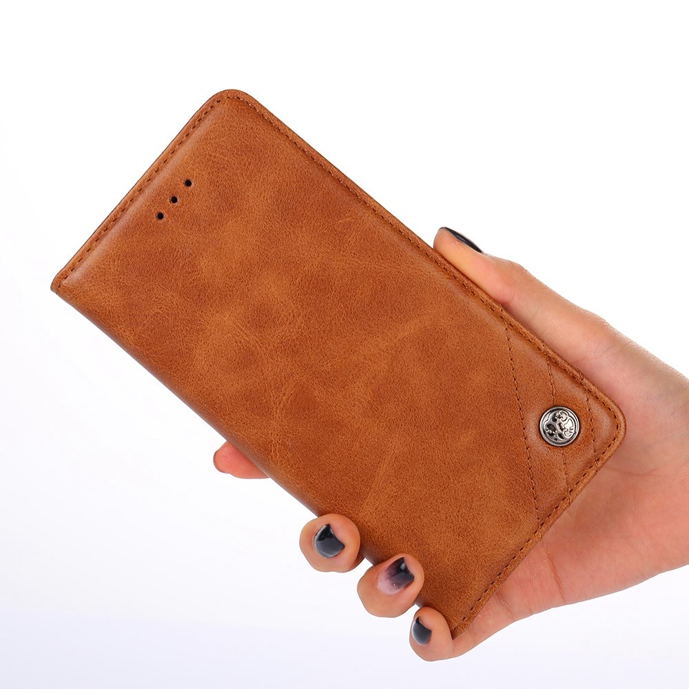 For vivo iQOO U5 5G Anti-scratch Drop-proof Triangle Stitching Line Stand Phone Case PU Leather Wallet Style Cover - Brown-4