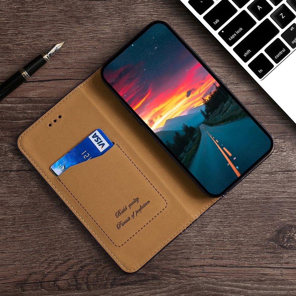 For vivo iQOO U5 5G PU Leather Plaid Pattern Phone Case Auto Closure Magnetic Shockproof Shell with Stand Card Slot - Black-5