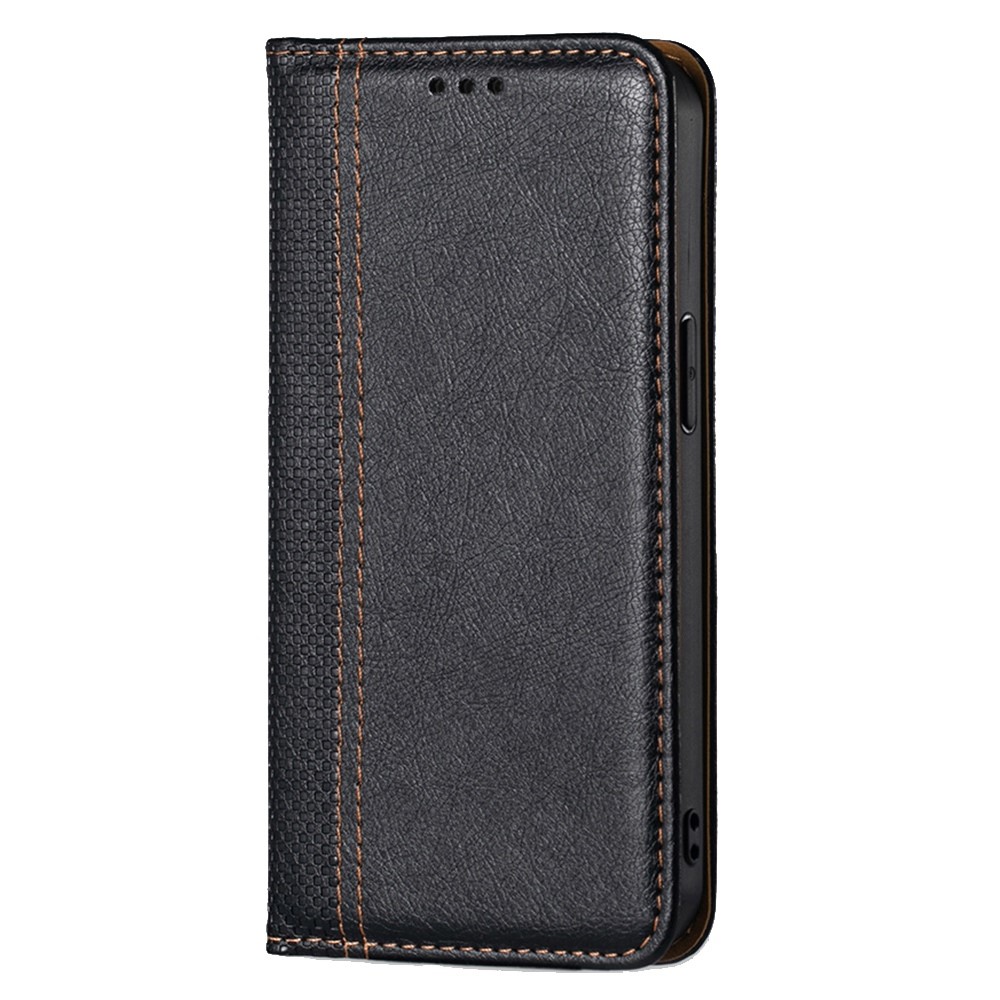 For vivo iQOO U5 5G PU Leather Plaid Pattern Phone Case Auto Closure Magnetic Shockproof Shell with Stand Card Slot - Black-6