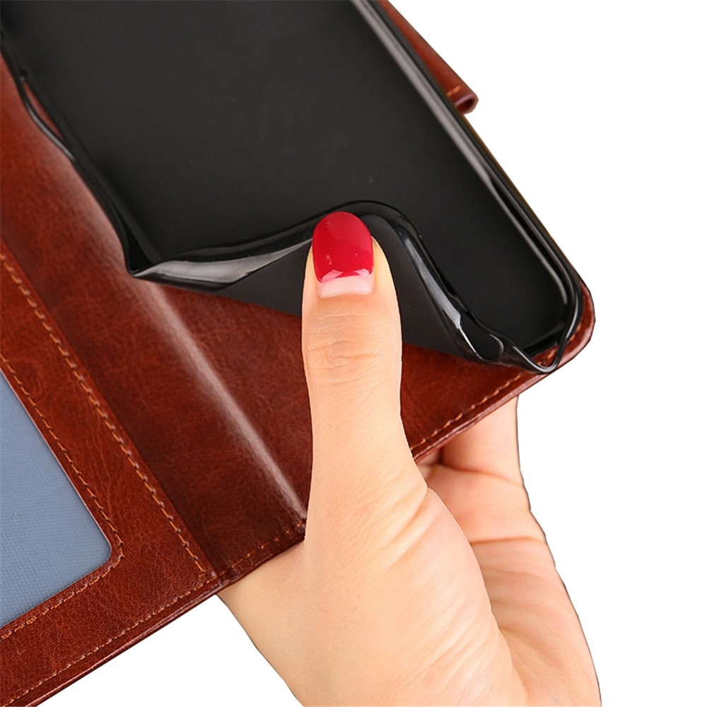 For vivo Y55s 5G PU Leather Stand Wallet Phone Case Magnetic Clasp All-round Protective Cover - Brown-5