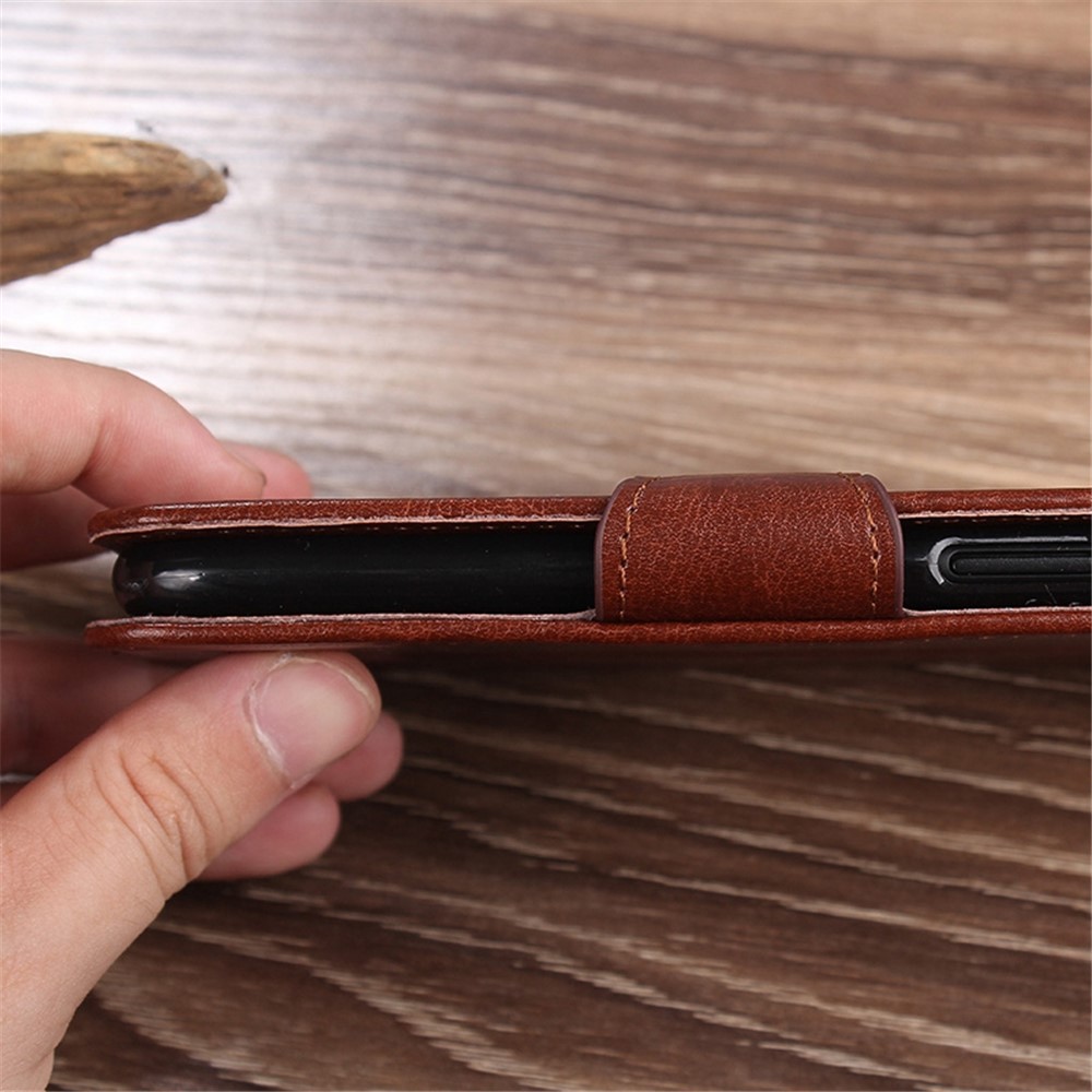 For vivo Y55s 5G PU Leather Stand Wallet Phone Case Magnetic Clasp All-round Protective Cover - Brown-6