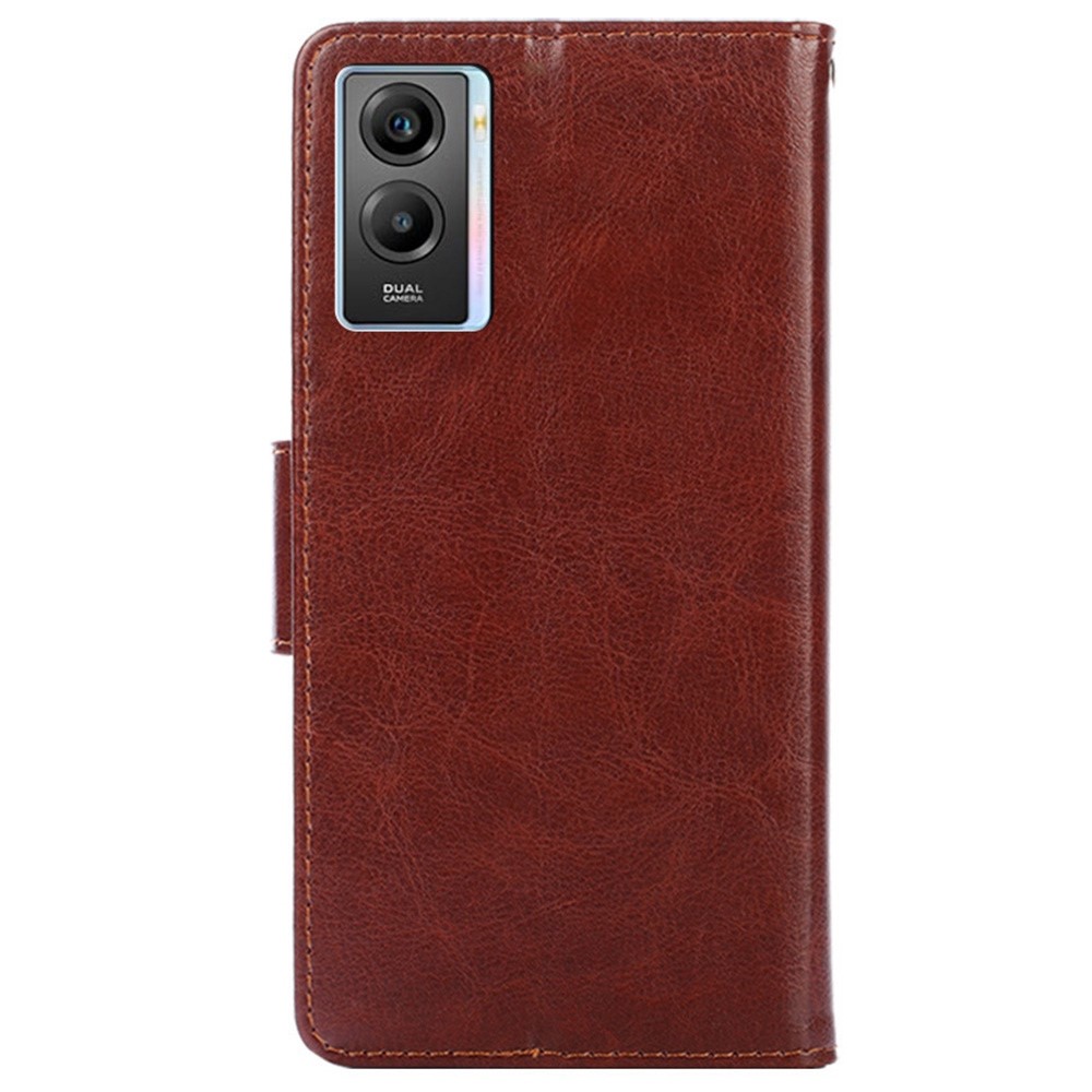 For vivo Y55s 5G PU Leather Stand Wallet Phone Case Magnetic Clasp All-round Protective Cover - Brown-8
