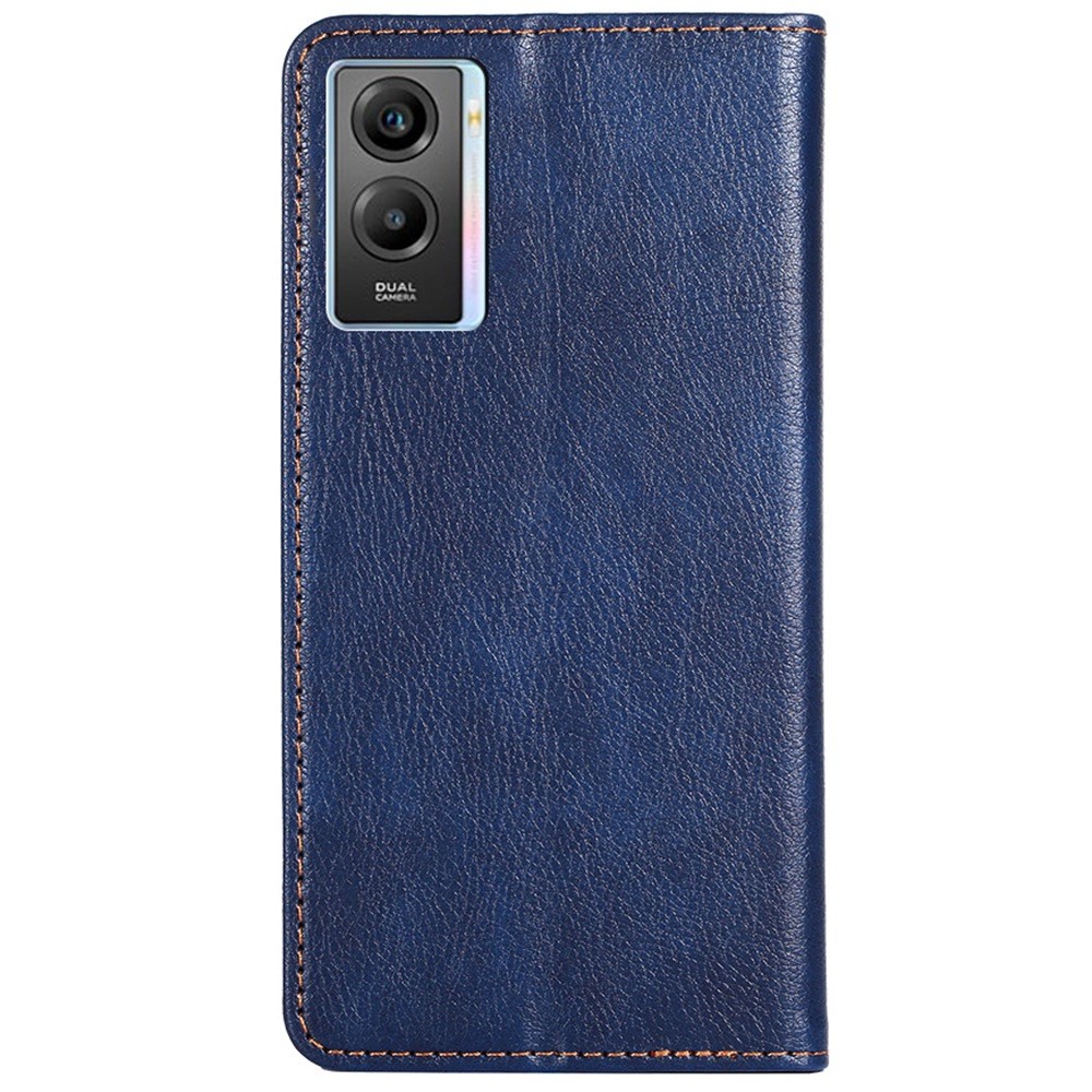 For vivo Y55s 5G PU Leather Wallet Case Magnetic Auto-absorbed Foldable Stand Protective Phone Cover - Blue-8