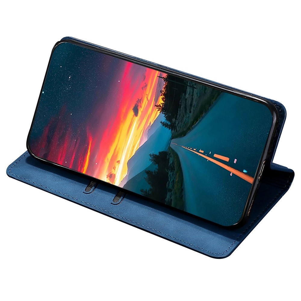 For Realme GT Neo3 PU Leather Flip Cover Card Slots Strong Magnetic Suction Stand Skin-touch Feeling Phone Case - Blue-2