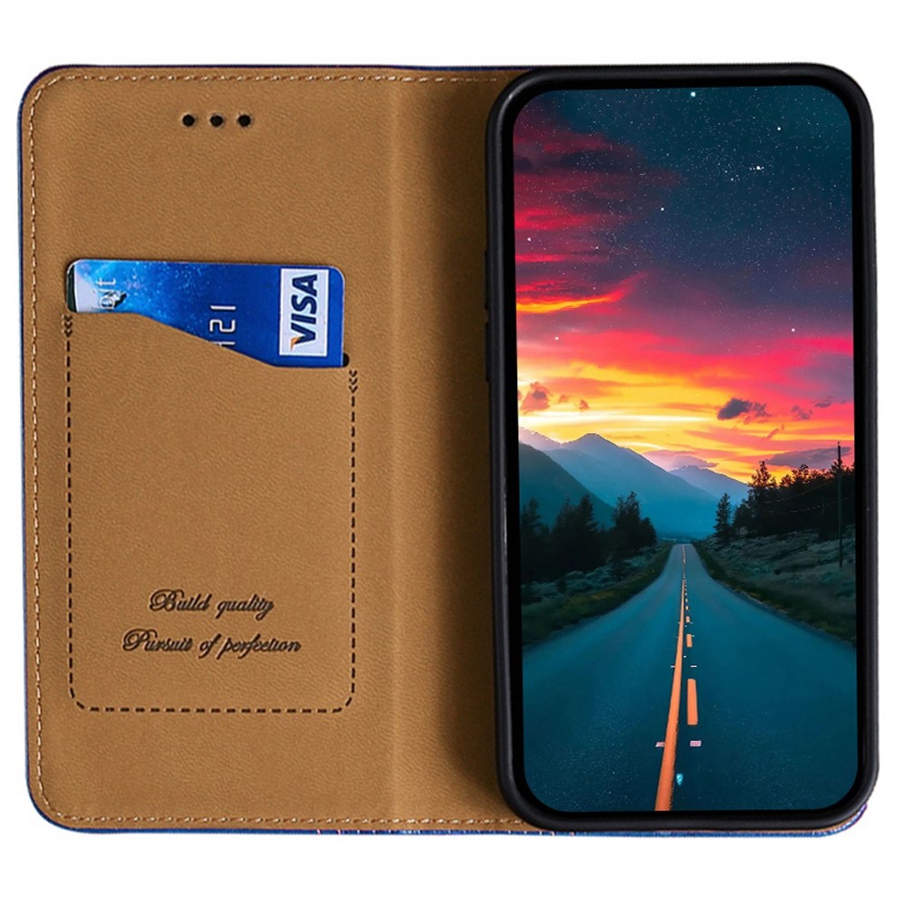 For Realme GT Neo3 Plaid Pattern Flip Folio Book Phone Case PU Leather Stand Card Slot Magnetic Auto-absorbed Shockproof Cover - Blue-2
