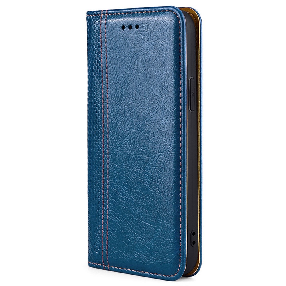 For Realme GT Neo3 Plaid Pattern Flip Folio Book Phone Case PU Leather Stand Card Slot Magnetic Auto-absorbed Shockproof Cover - Blue-7