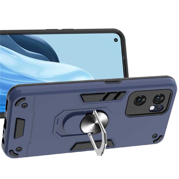 YB PC Series-1 for Oppo Reno7 5G (Global) Rotary Ring Kickstand TPU + PC Cover Dual Layer Protection Phone Case - Sapphire-10