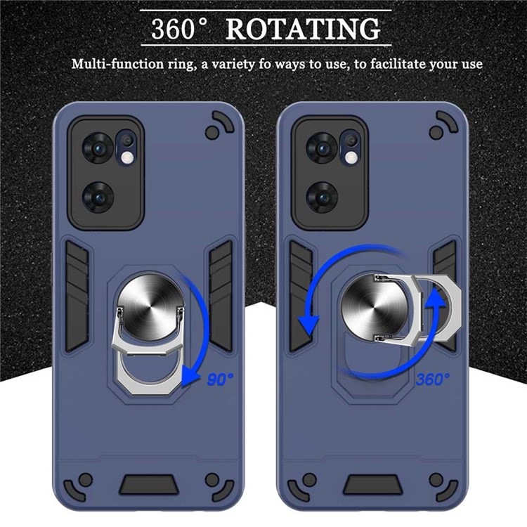 YB PC Series-1 for Oppo Reno7 5G (Global) Rotary Ring Kickstand TPU + PC Cover Dual Layer Protection Phone Case - Sapphire-3
