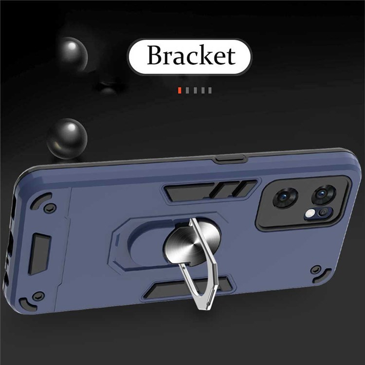 YB PC Series-1 for Oppo Reno7 5G (Global) Rotary Ring Kickstand TPU + PC Cover Dual Layer Protection Phone Case - Sapphire-5