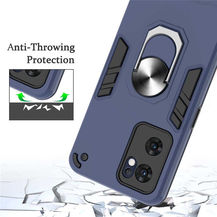 YB PC Series-1 for Oppo Reno7 5G (Global) Rotary Ring Kickstand TPU + PC Cover Dual Layer Protection Phone Case - Sapphire-6