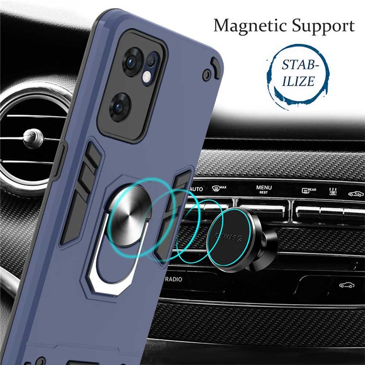 YB PC Series-1 for Oppo Reno7 5G (Global) Rotary Ring Kickstand TPU + PC Cover Dual Layer Protection Phone Case - Sapphire-7