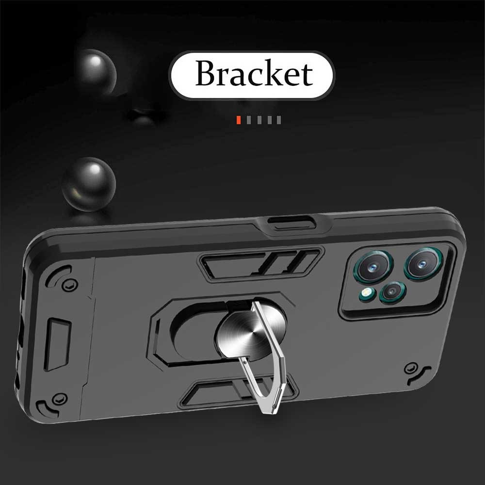 YB PC Series-1 for Realme 9 Pro 5G Rotary Ring Kickstand Hybrid TPU + PC Cover Shockproof Phone Case - Black-5
