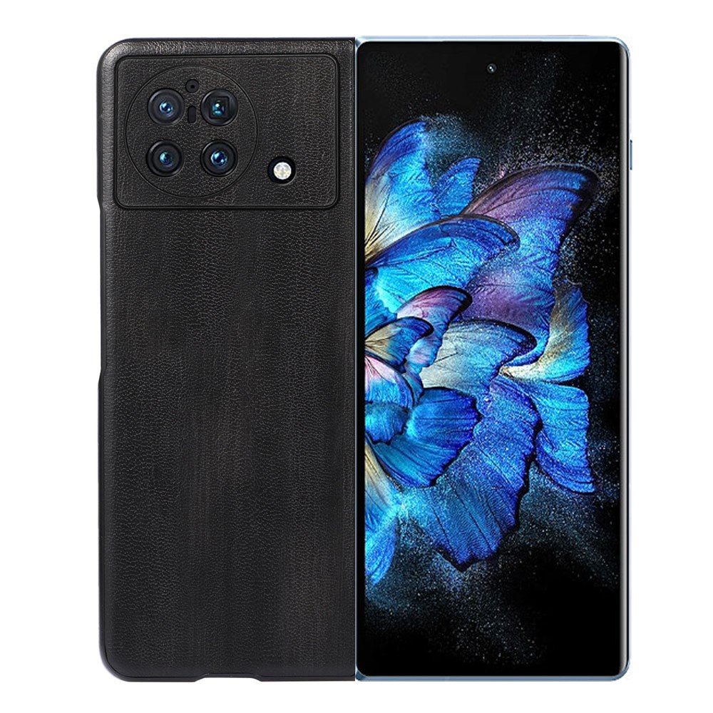 Textured PU Leather Coated Hybrid Case for vivo X Fold, 180-Degree Folio Folding Mobile Phone Cover Accessory - Black-1