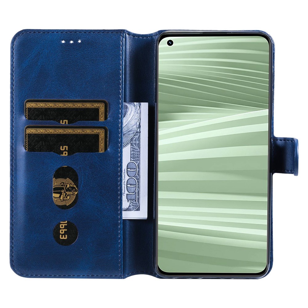 For Realme GT2 Pro Wallet Flip Cover Magnetic Closure Stand PU Leather Shockproof Folio Phone Case - Blue-2