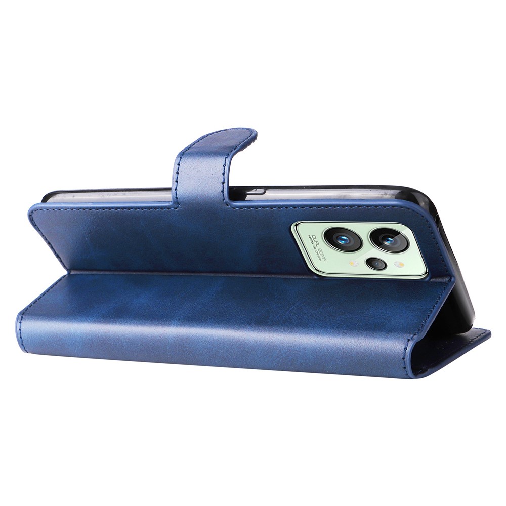 For Realme GT2 Pro Wallet Flip Cover Magnetic Closure Stand PU Leather Shockproof Folio Phone Case - Blue-3