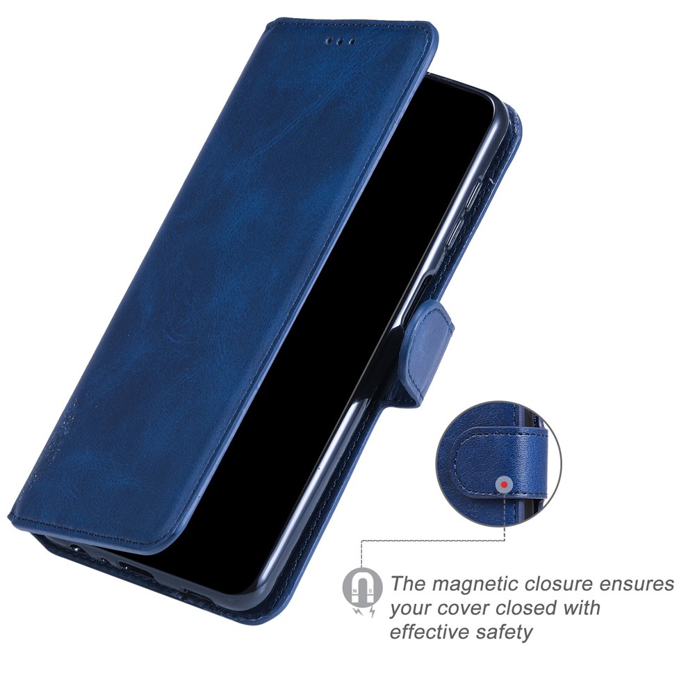 For Realme GT2 Pro Wallet Flip Cover Magnetic Closure Stand PU Leather Shockproof Folio Phone Case - Blue-5