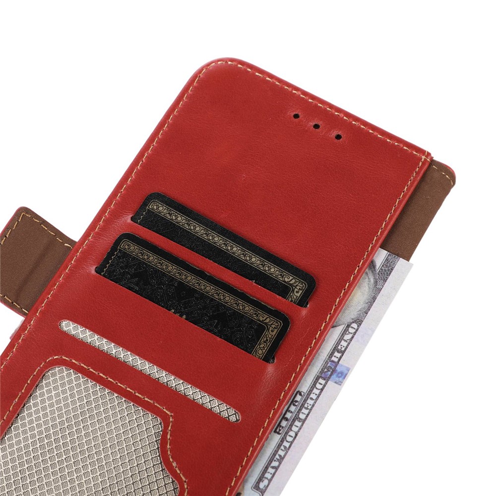 For Oppo Reno7/F21 Pro 4G Genuine Cowhide Leather All-inclusive Protection Crazy Horse Texture Case RFID Blocking Wallet Stand Anti-fall Phone Shell - Red-4