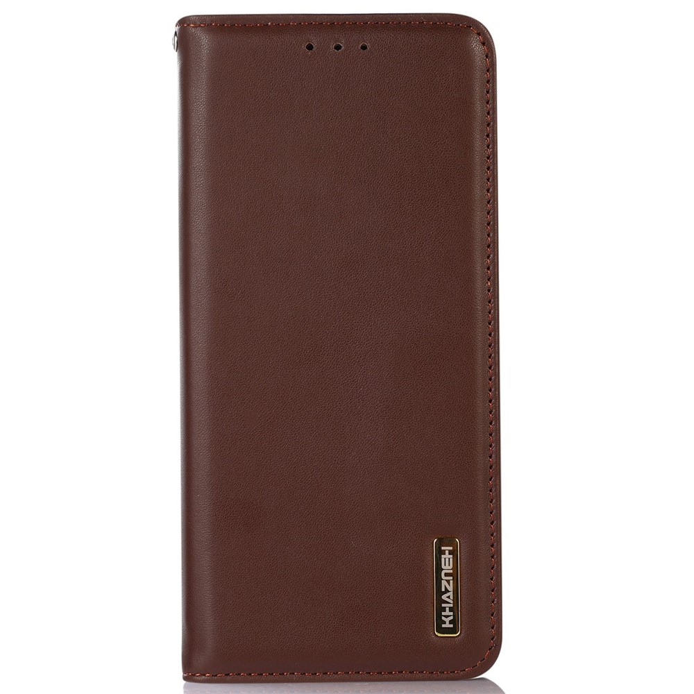 KHAZNEH for Oppo Reno7 4G/F21 Pro 4G Adjustable Stand Nappa Texture Case Genuine Cowhide Leather Wallet Magnetic Protector - Brown-7