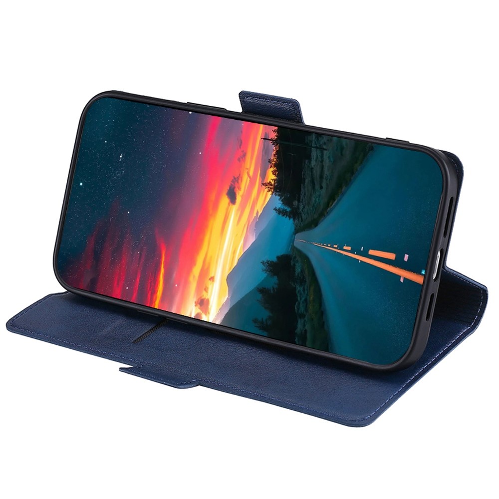 For Oppo Reno7 4G/F21 Pro 4G Well-protected Side Magnetic Clasp Ultra-slim Phone Case PU Leather Card Holder Stand Function Shell - Blue-2