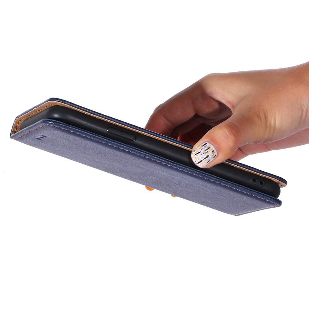 For Oppo Reno7 4G/F21 Pro 4G Wear-resistant PU Leather Wallet Case Magnetic Auto-absorbed Adjustable Stand Phone Protector - Blue-5