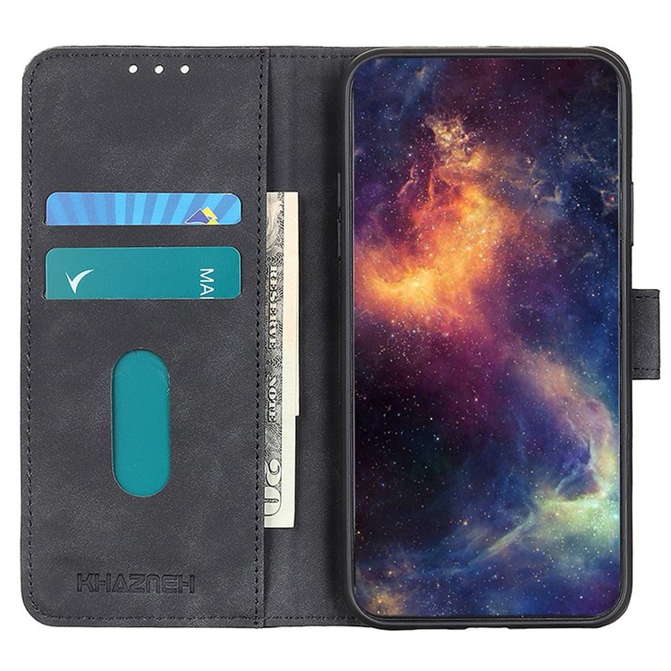 KHAZNEH for vivo X80 PU Leather Retro Texture Magnetic Phone Case Wallet Stand Function Full Protection Shell - Black-2