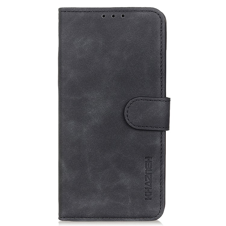 KHAZNEH for vivo X80 PU Leather Retro Texture Magnetic Phone Case Wallet Stand Function Full Protection Shell - Black-6