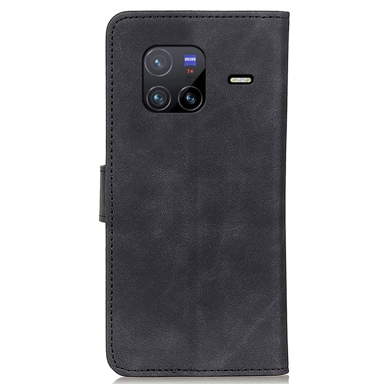 KHAZNEH for vivo X80 PU Leather Retro Texture Magnetic Phone Case Wallet Stand Function Full Protection Shell - Black-7