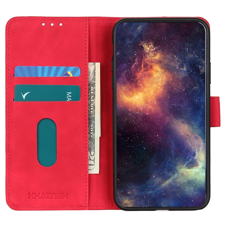 KHAZNEH For vivo X80 Pro Anti-scratch Retro Texture PU Leather Shell Stand Wallet Magnetic Closing Mobile Phone Case - Red-2