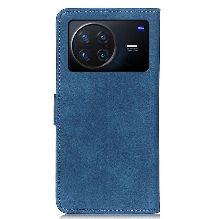 KHAZNEH For vivo X Note Stand Wallet Function PU Leather+TPU Protector Anti-drop Magnetic Retro Texture Phone Case - Blue-7