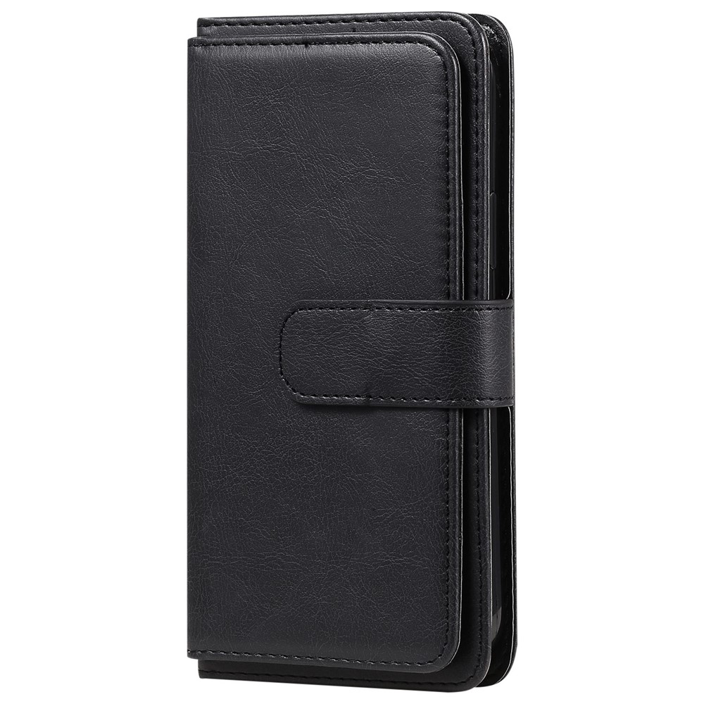 For Realme 9 Pro/V25/OnePlus Nord CE 2 Lite 5G KT Multi-functional Series-1 PU Leather Protect Folio Wallet Case 10-Slots Cards Pocket Stand Magnetic Closure Phone Cover - Black-10