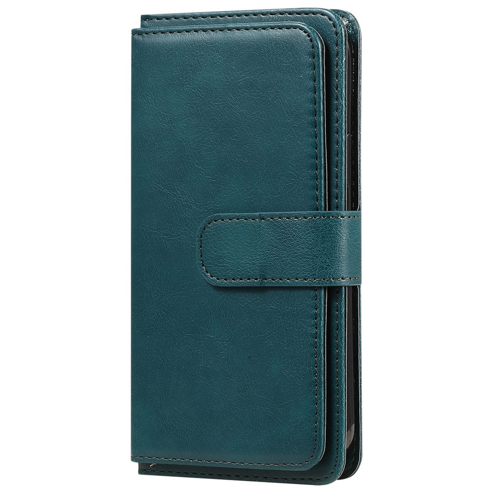 For Realme 9i/Oppo A36/A76 KT Multi-functional Series-1 10 Card Slots Magnetic Leather Wallet Phone Case Full Body Protection Stand Cover - Blackish Green-10