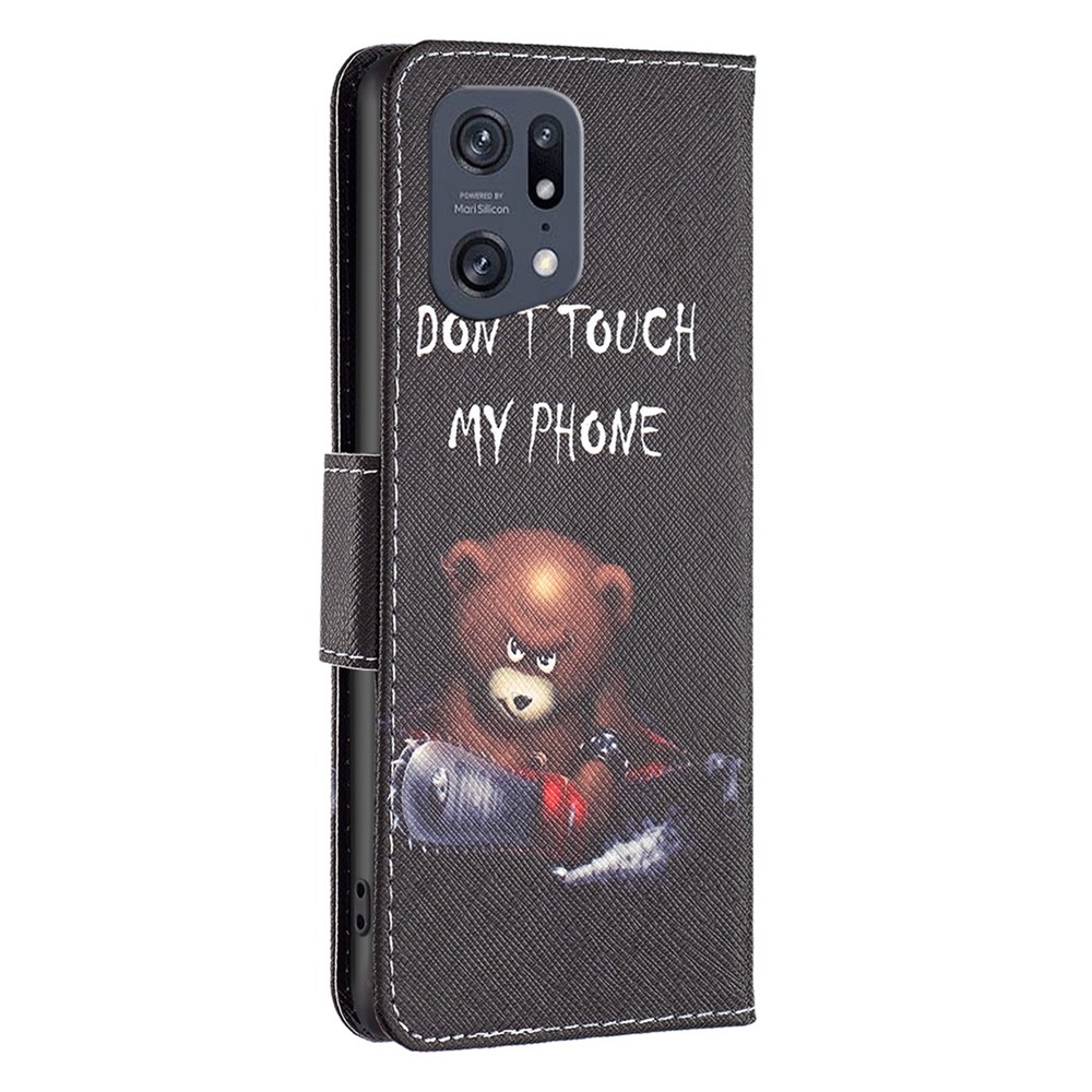 BF Pattern Printing Leather Series-1 for Oppo Find X5 Pro Stand Phone Shell PU Leather + TPU Wallet Full Protection Case - Bear-7