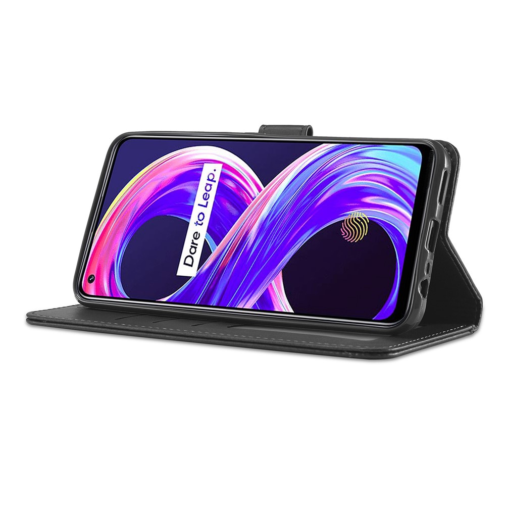 LC.IMEEKE For Realme 8 5G/9 5G (India)/V13 5G/Q3 5G/Q3i 5G PU Leather Flip Wallet Case Stand Shockproof TPU Inner Shell Phone Cover - Black-2
