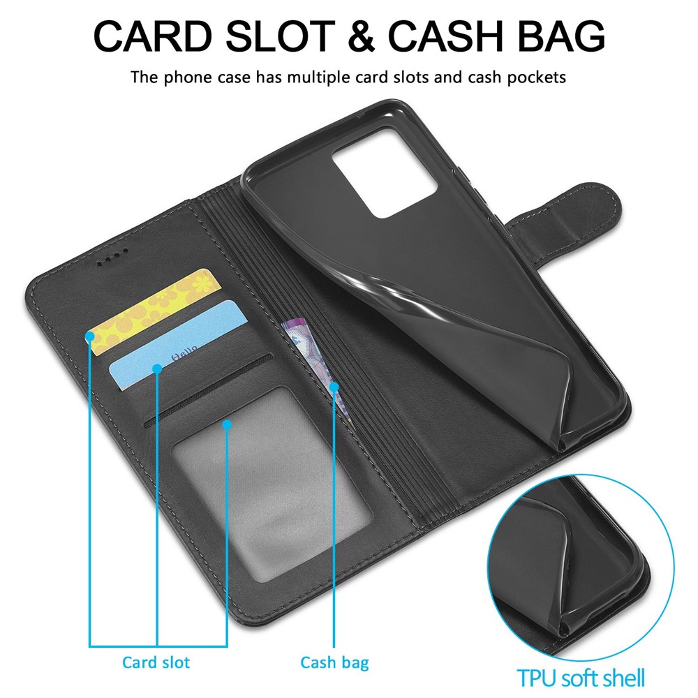 LC.IMEEKE For Realme 8 5G/9 5G (India)/V13 5G/Q3 5G/Q3i 5G PU Leather Flip Wallet Case Stand Shockproof TPU Inner Shell Phone Cover - Black-8