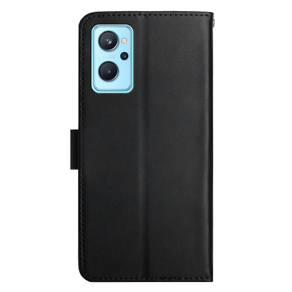 For Realme 9i/Oppo A36 4G/A76 4G/A96 4G/K10 4G Nappa Texture Wallet Folio Flip Case Genuine Leather Anti-scratch Phone Protector with Stand - Black-9