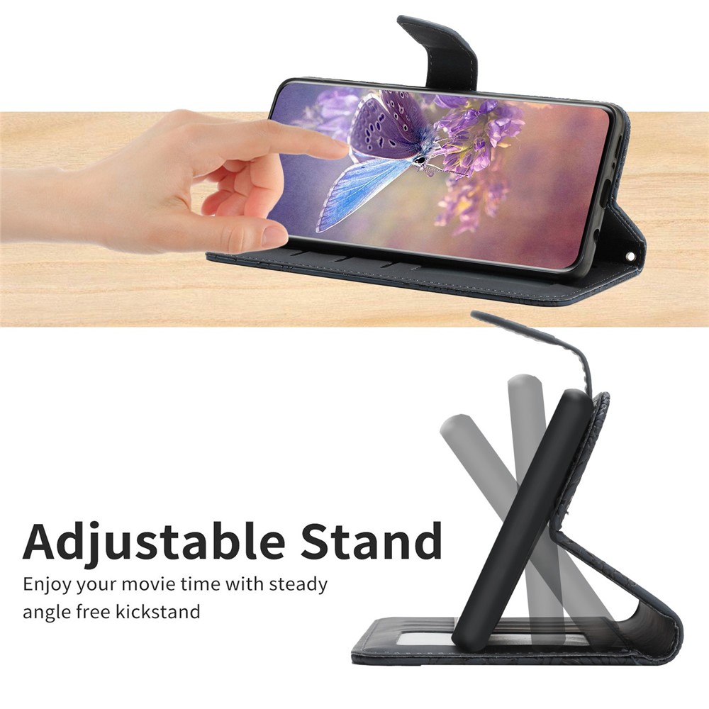 For Oppo Find X5 Lite/Reno7 5G (Global) Imprinting Butterfly Flowers PU Leather Stand Case Magnetic Closure Wallet Phone Shell with Handy Strap - Black-7