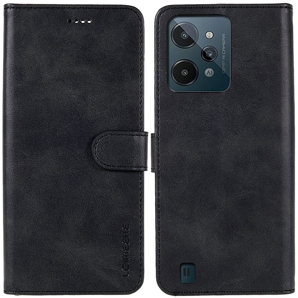 LC.IMEEKE For Realme C31 4G PU Leather Flip Folio Case Stand Shockproof TPU Inner Shell Wallet Phone Cover - Black-1