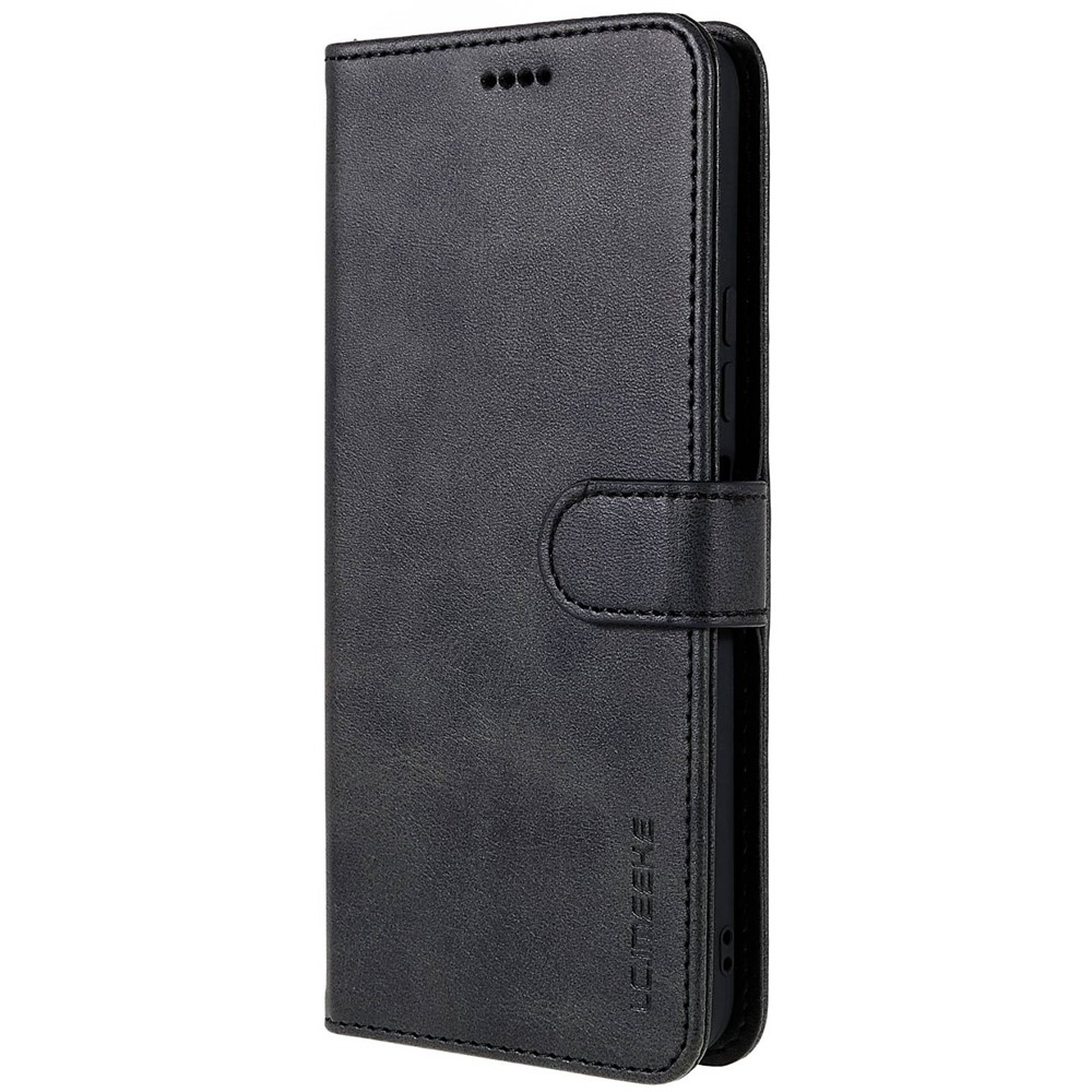 LC.IMEEKE For vivo Y75 5G/Y55 5G/T1 5G Flip Folio Book PU Leather Phone Case Wallet Style Stand Full Body Protective Cover - Black-3