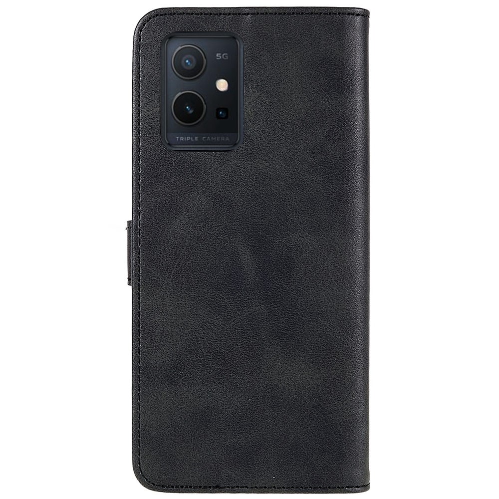 LC.IMEEKE For vivo Y75 5G/Y55 5G/T1 5G Flip Folio Book PU Leather Phone Case Wallet Style Stand Full Body Protective Cover - Black-4