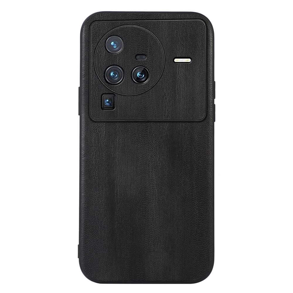 Textured PU Leather Coated Hybrid Case for vivo X80 Pro, Precise Camera Protection Scratch-Proof Phone Cover Accessory - Black-1