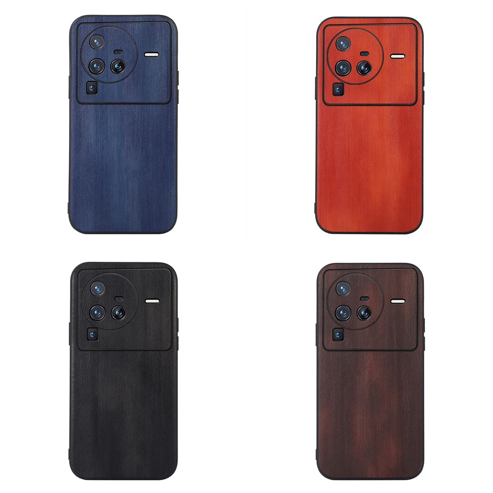 Textured PU Leather Coated Hybrid Case for vivo X80 Pro, Precise Camera Protection Scratch-Proof Phone Cover Accessory - Black-3