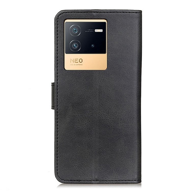 PU Leather Phone Cover for vivo iQOO Neo6, All-round Protection Stand Wallet Drop-proof Case - Black-8