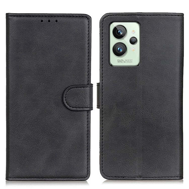 For Realme GT2 Pro PU Leather Foldable Stand Case Wallet Style Magnetic Closure Phone Cover - Black-1