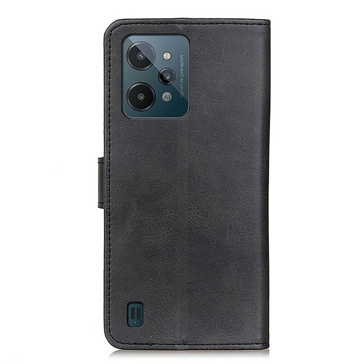 For Realme C31 Textured PU Leather + TPU Case Wallet Stand Drop-proof Mobile Phone Cover - Black-8