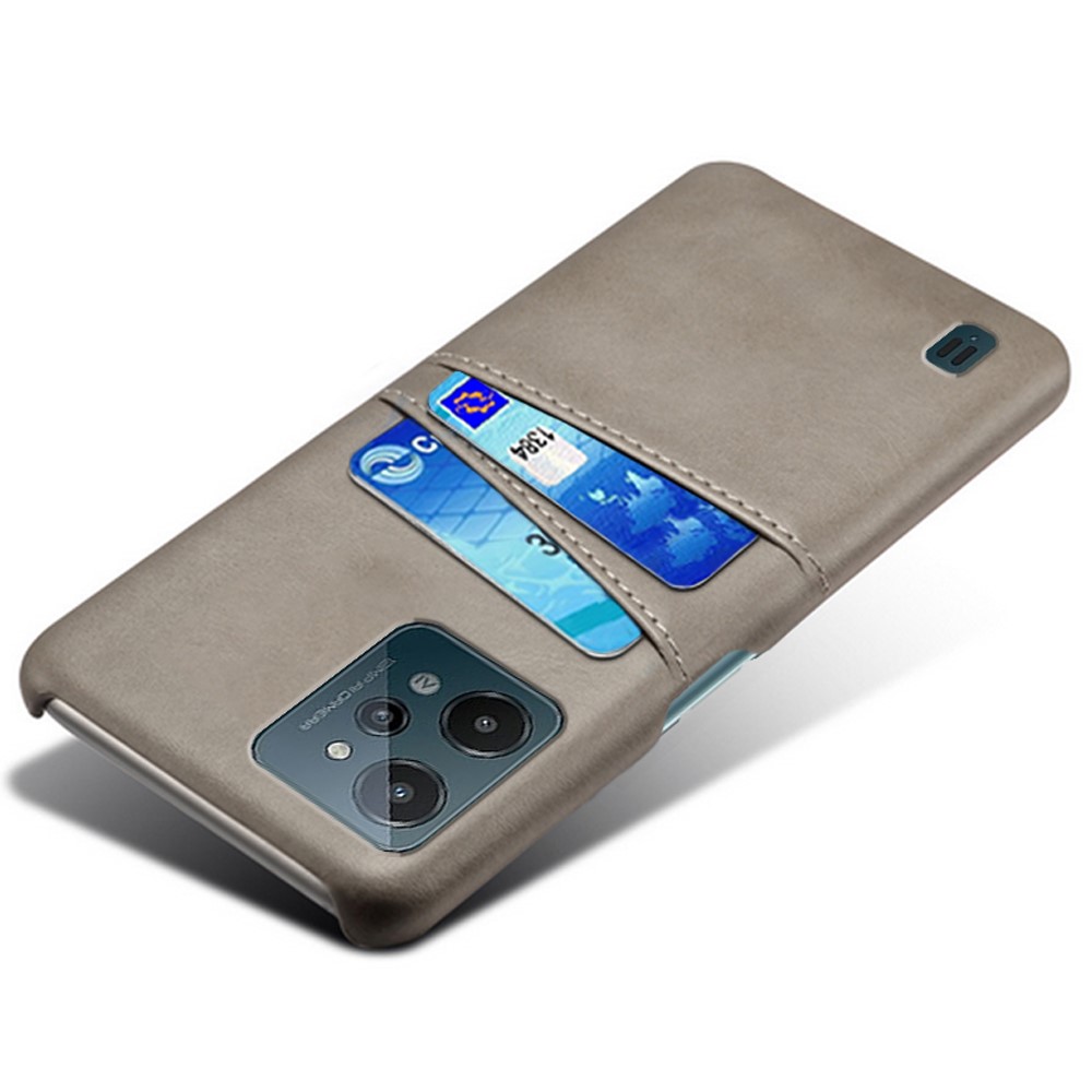 For Realme C31 Multipurpose Card Slots Back Case Shell PU Leather Coated Hard PC Cover - Grey-3