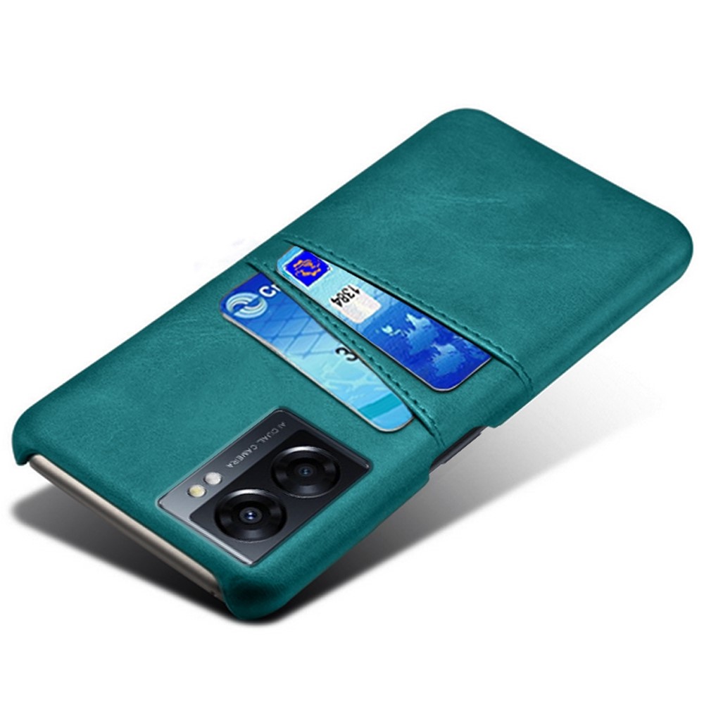 For Oppo A57 (2022) Scratch Resistant Multipurpose Card Slots Back Case Shell PU Leather Coated Hard PC Cover - Green-3